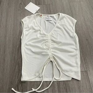 Love mcnicoll white scrunch v neck crop top white small